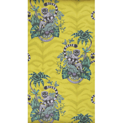 Lemur - Lime  By Clarke And Clarke | Animalia By Emma J Shipley For C&C | Animal/Insects Wallcovering Print