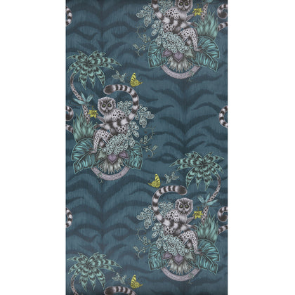 Lemur - Navy  By Clarke And Clarke | Animalia By Emma J Shipley For C&C | Animal/Insects Wallcovering Print
