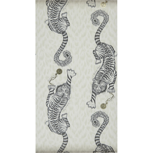 Samples and Purchasing available for Tigris - Monochrome  By Clarke And Clarke | Animalia By Emma J Shipley For C&C | Animal/Insects Wallcovering Print at Designer Wallcoverings and Fabrics