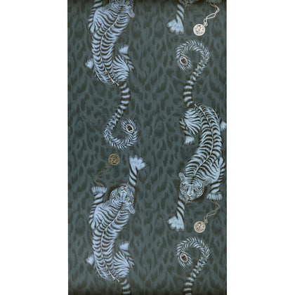 Tigris - Navy  By Clarke And Clarke | Animalia By Emma J Shipley For C&C | Animal/Insects Wallcovering Print