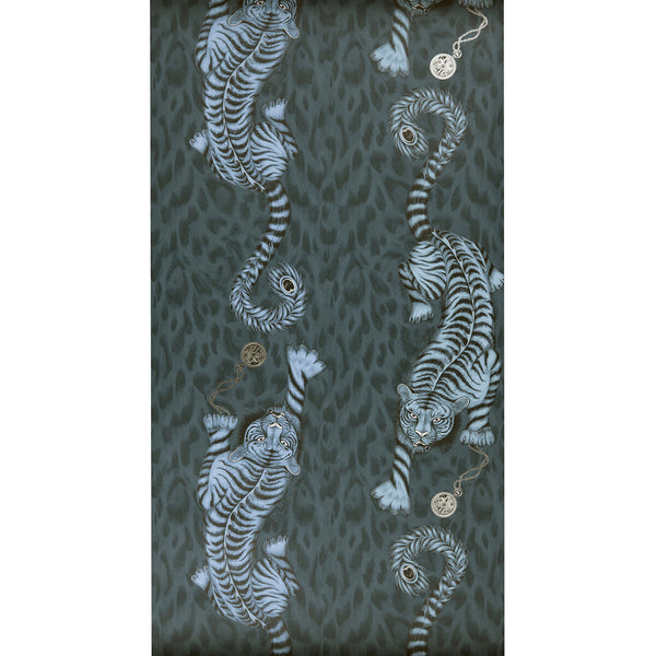 Tigris - Navy  By Clarke And Clarke | Animalia By Emma J Shipley For C&C | Animal/Insects Wallcovering Print