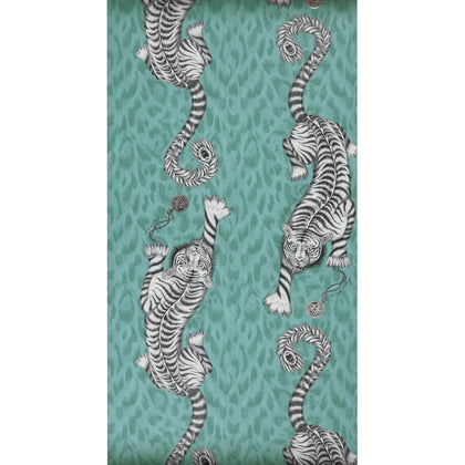 Tigris - Teal  By Clarke And Clarke | Animalia By Emma J Shipley For C&C | Animal/Insects Wallcovering Print