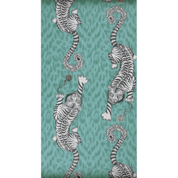Tigris - Teal  By Clarke And Clarke | Animalia By Emma J Shipley For C&C | Animal/Insects Wallcovering Print