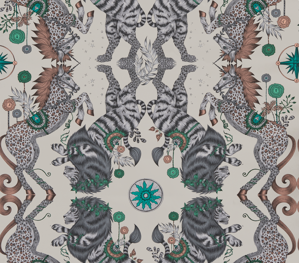 Caspian Wp - Gilver  Multi By Clarke And Clarke | Wilderie By Emma J Shipley For C&C |Animal/Insects Novelty Wallcovering Print