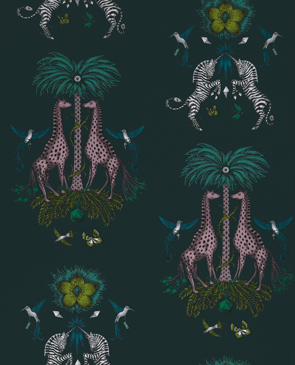 Creatura - Teal  Green By Clarke And Clarke | Wilderie By Emma J Shipley For C&C |Animal/Insects Novelty Wallcovering Print