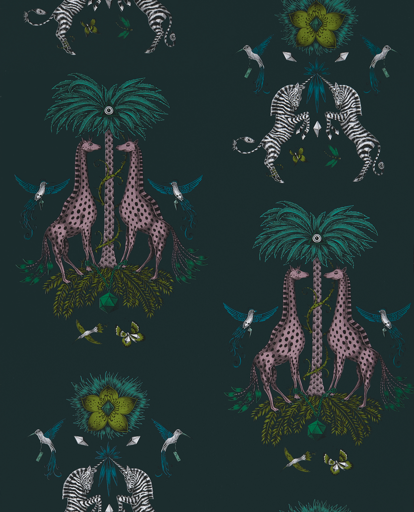 Creatura - Teal  Green By Clarke And Clarke | Wilderie By Emma J Shipley For C&C |Animal/Insects Novelty Wallcovering Print