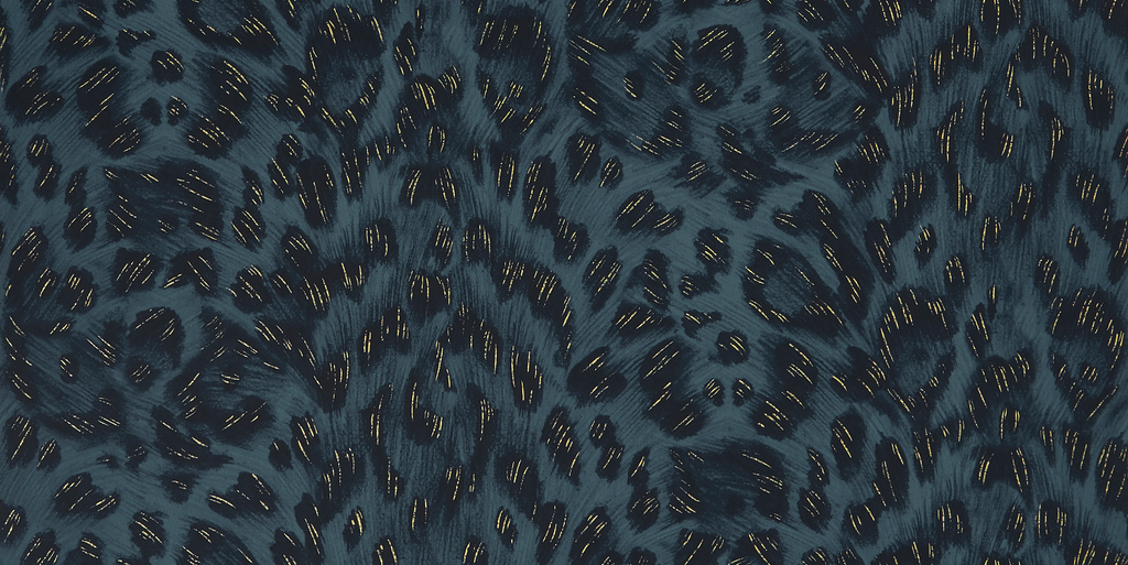 Felis - Navy  Blue By Clarke And Clarke | Wilderie By Emma J Shipley For C&C | Animal Skins Wallcovering Print