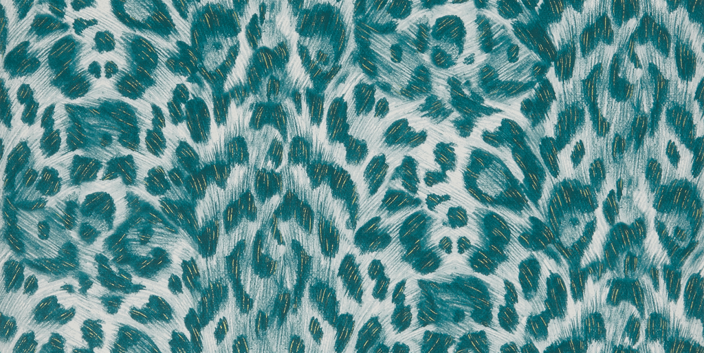 Felis - Teal/Lime  Green By Clarke And Clarke | Wilderie By Emma J Shipley For C&C | Animal Skins Wallcovering Print