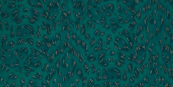 Felis - Teal/Rose Gold  Green By Clarke And Clarke | Wilderie By Emma J Shipley For C&C | Animal Skins Wallcovering Print