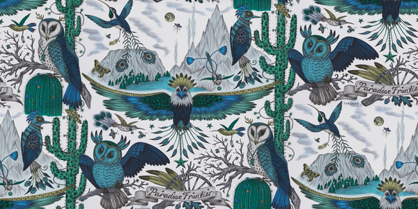 Frontier - Blue By Clarke And Clarke | Wilderie By Emma J Shipley For C&C |Animal/Insects Novelty Wallcovering Print