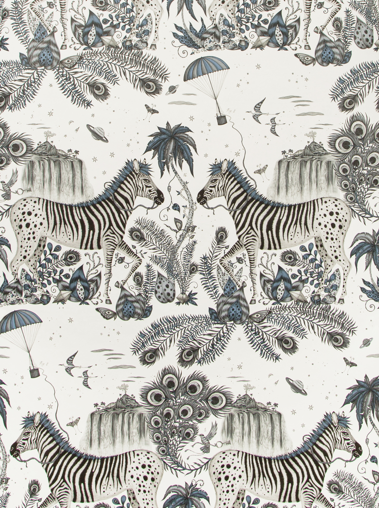 Lost World - Blue By Clarke And Clarke | Wilderie By Emma J Shipley For C&C |Animal/Insects Novelty Wallcovering Print