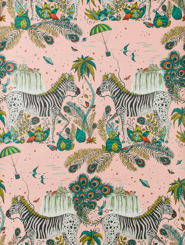 Lost World - Pink By Clarke And Clarke | Wilderie By Emma J Shipley For C&C |Animal/Insects Novelty Wallcovering Print