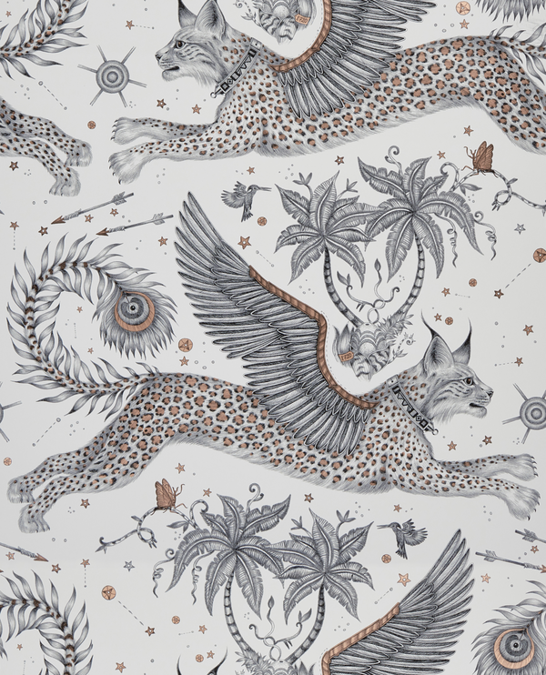 Lynx - Nude  Pink By Clarke And Clarke | Wilderie By Emma J Shipley For C&C |Animal/Insects Novelty Wallcovering Print