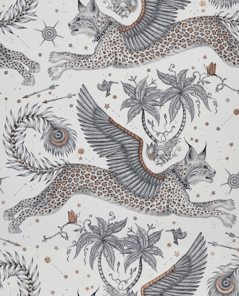 Lynx - Nude  Pink By Clarke And Clarke | Wilderie By Emma J Shipley For C&C |Animal/Insects Novelty Wallcovering Print