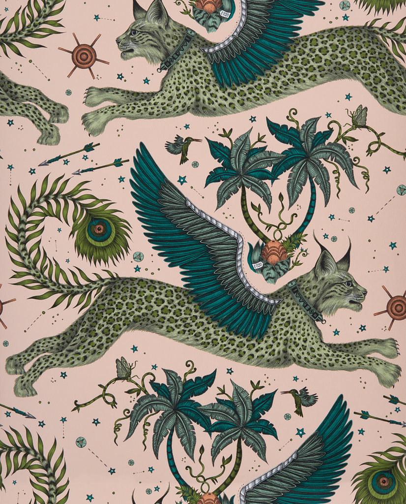 Lynx - Pink By Clarke And Clarke | Wilderie By Emma J Shipley For C&C |Animal/Insects Novelty Wallcovering Print