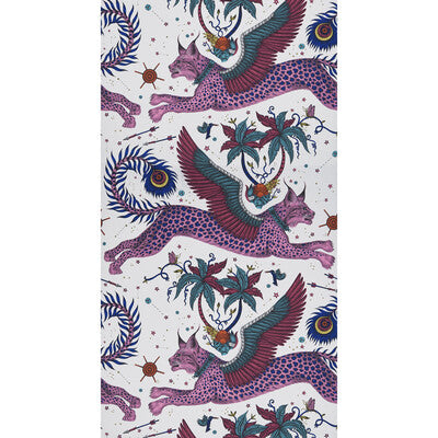 Lynx - Magenta  Red By Clarke And Clarke | Wilderie By Emma J Shipley For C&C |Animal/Insects Novelty Wallcovering Print