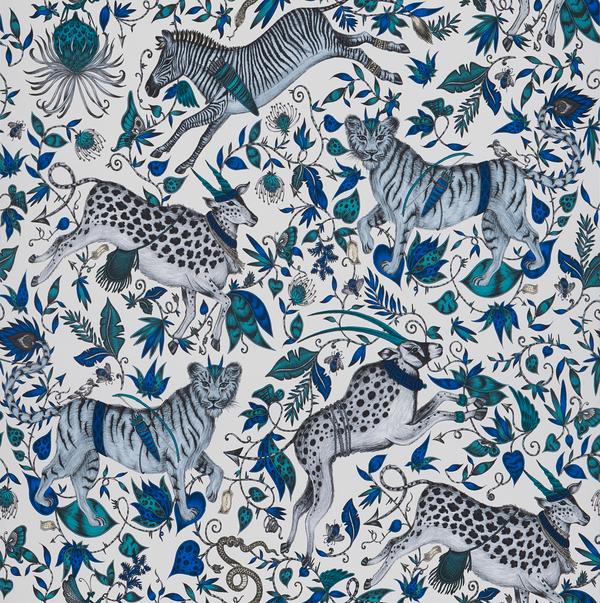 Protea - Blue By Clarke And Clarke | Wilderie By Emma J Shipley For C&C |Animal/Insects Novelty Wallcovering Print