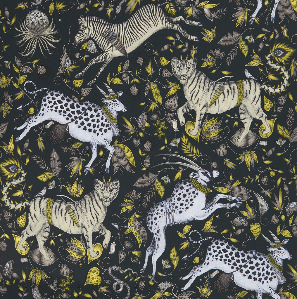 Protea - Charcoal  Grey By Clarke And Clarke | Wilderie By Emma J Shipley For C&C |Animal/Insects Novelty Wallcovering Print