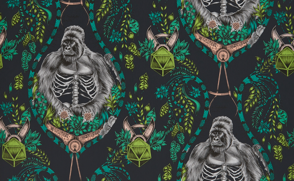Silverback - Charcoal  Grey By Clarke And Clarke | Wilderie By Emma J Shipley For C&C |Animal/Insects Novelty Wallcovering Print