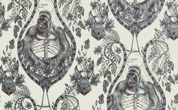 Silverback - Gold  Yellow By Clarke And Clarke | Wilderie By Emma J Shipley For C&C |Animal/Insects Novelty Wallcovering Print