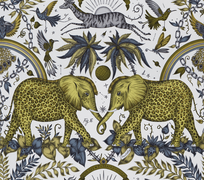 Zambezi - Gold  Yellow By Clarke And Clarke | Wilderie By Emma J Shipley For C&C |Animal/Insects Novelty Wallcovering Print