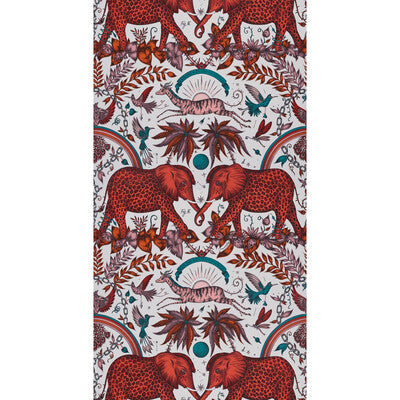Zambezi - Flame  Red By Clarke And Clarke | Wilderie By Emma J Shipley For C&C |Animal/Insects Novelty Wallcovering Print