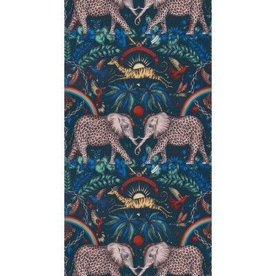 Zambezi - Navy  Blue By Clarke And Clarke | Wilderie By Emma J Shipley For C&C |Animal/Insects Novelty Wallcovering Print