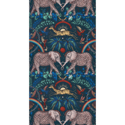 Zambezi - Navy  Blue By Clarke And Clarke | Wilderie By Emma J Shipley For C&C |Animal/Insects Novelty Wallcovering Print