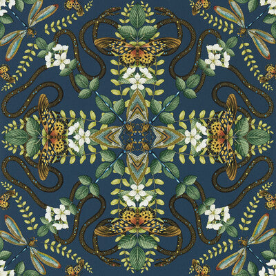 Emerald Forest Wp - Midnight Multi By Clarke And Clarke | Clarke & Clarke Botanical Wonders Wallcovering |Animal/Insects Novelty Wallcovering Print