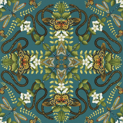 Emerald Forest Wp - Teal Multi By Clarke And Clarke | Clarke & Clarke Botanical Wonders Wallcovering |Animal/Insects Novelty Wallcovering Print