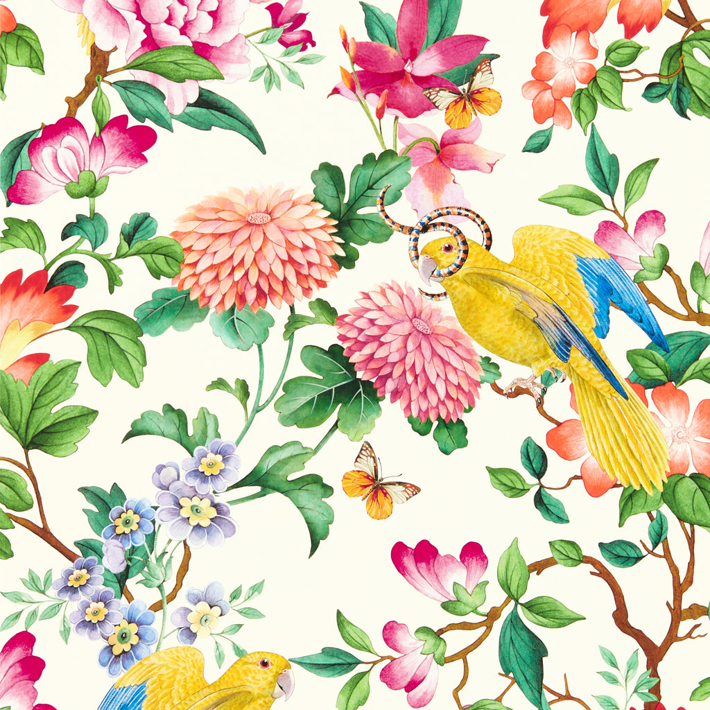 Golden Parrot Wp - Ivory Multi By Clarke And Clarke | Clarke & Clarke Botanical Wonders Wallcovering |Animal/Insects Novelty Wallcovering Print