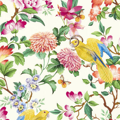 Samples and Purchasing available for Golden Parrot Wp - Ivory Multi By Clarke And Clarke | Clarke & Clarke Botanical Wonders Wallpaper |Animal/Insects Novelty Wallcovering Print at Designer Wallcoverings and Fabrics