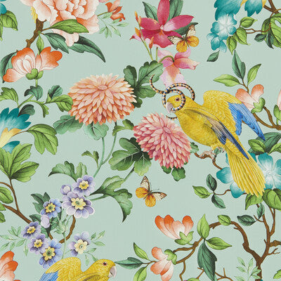 Golden Parrot Wp - Mineral Multi By Clarke And Clarke | Clarke & Clarke Botanical Wonders Wallcovering |Animal/Insects Novelty Wallcovering Print