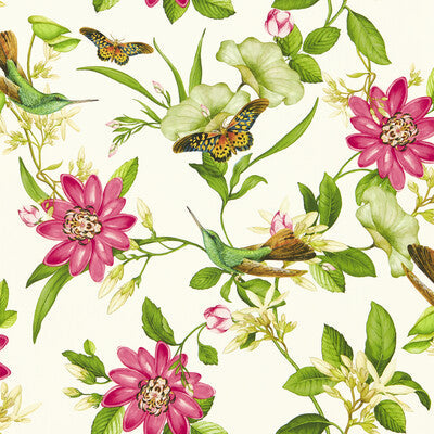 Samples and Purchasing available for Pink Lotus Wp - Ivory Multi By Clarke And Clarke | Clarke & Clarke Botanical Wonders Wallpaper | Animal/Insects Wallcovering Print at Designer Wallcoverings and Fabrics