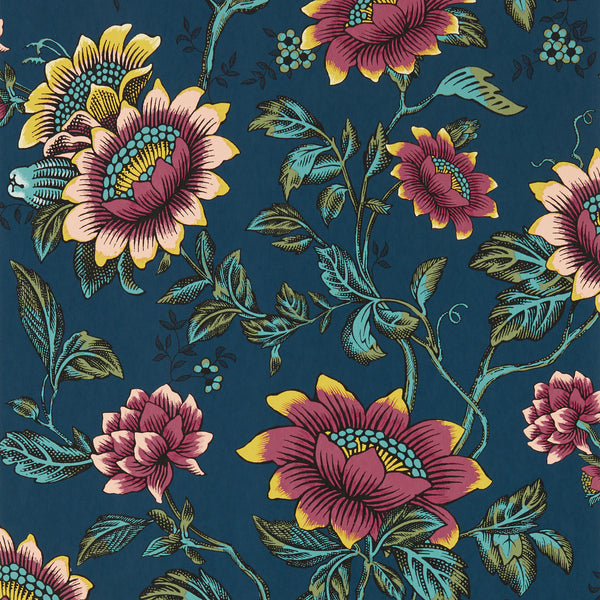 Tonquin Wp - Midnight Dark Blue By Clarke And Clarke | Clarke & Clarke Botanical Wonders Wallcovering | Botanical & Floral Wallcovering Print