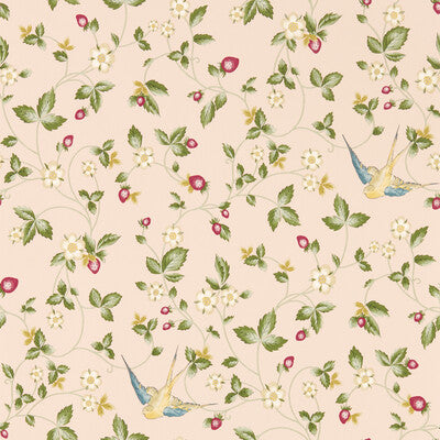 Wild Strawberry Wp - Blush Multi By Clarke And Clarke | Clarke & Clarke Botanical Wonders Wallcovering | Animal/Insects Wallcovering Print