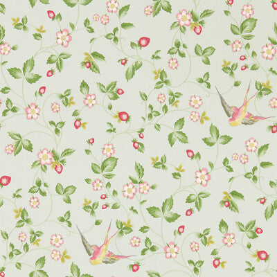 Wild Strawberry Wp - Dove Multi By Clarke And Clarke | Clarke & Clarke Botanical Wonders Wallcovering | Animal/Insects Wallcovering Print