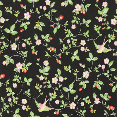 Wild Strawberry Wp - Noir Multi By Clarke And Clarke | Clarke & Clarke Botanical Wonders Wallcovering | Animal/Insects Wallcovering Print