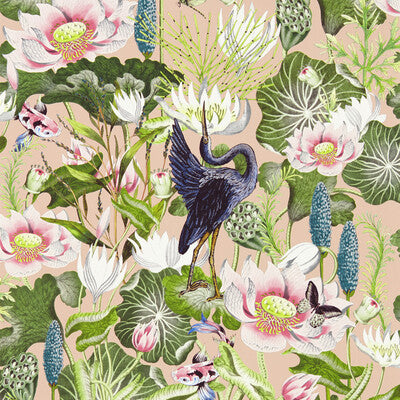 Waterlily Wp - Blush Multi By Clarke And Clarke | Clarke & Clarke Botanical Wonders Wallcovering | Animal/Insects Wallcovering Print