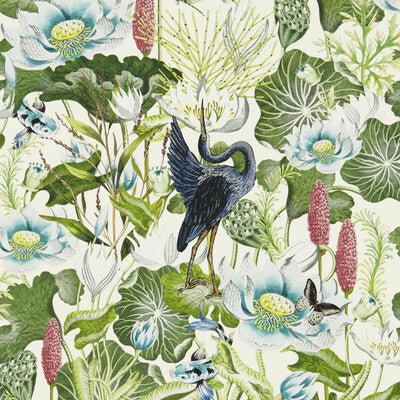 Samples and Purchasing available for Waterlily Wp - Ivory Green By Clarke And Clarke | Clarke & Clarke Botanical Wonders Wallpaper | Animal/Insects Wallcovering Print at Designer Wallcoverings and Fabrics