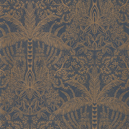 Leopardo - Copper/Midnight Wp Dark Blue By Clarke And Clarke | Clarke & Clarke Exotica 2 Luxury Wallcovering |Animal/Insects Botanical & Floral Wallcovering Print