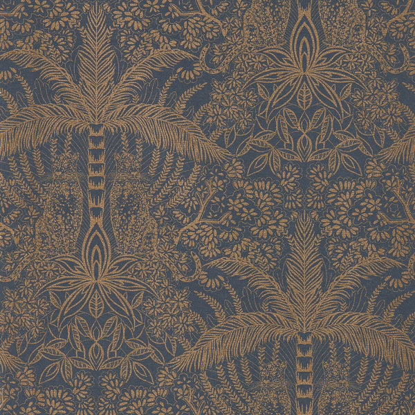 Leopardo - Copper/Midnight Wp Dark Blue By Clarke And Clarke | Clarke & Clarke Exotica 2 Luxury Wallcovering |Animal/Insects Botanical & Floral Wallcovering Print