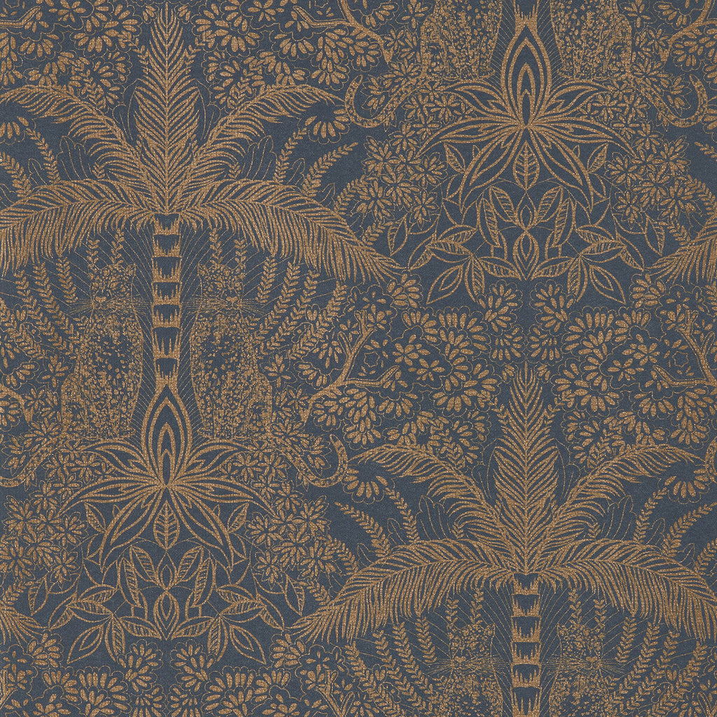 Samples and Purchasing available for Leopardo - Copper/Midnight Wp Dark Blue By Clarke And Clarke | Clarke & Clarke Exotica 2 Luxury Wallcovering |Animal/Insects Botanical & Floral Wallcovering Print at Designer Wallcoverings and Fabrics