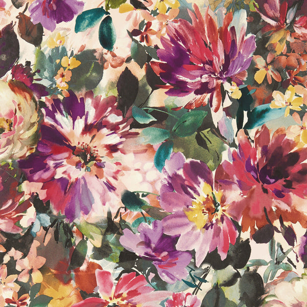 Tahiti - Fuchsia Wp Multi By Clarke And Clarke | Clarke & Clarke Exotica 2 Luxury Wallcovering | Botanical & Floral Wallcovering Print