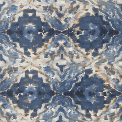 Aqueous - Midnight/Spice Wp Dark Blue By Clarke And Clarke | Clarke & Clarke Fusion Luxury Wallcovering | Geometric Wallcovering Print