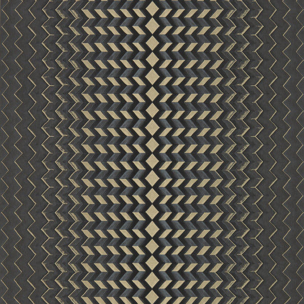 Fragment - Charcoal/Gold Wp Charcoal By Clarke And Clarke | Clarke & Clarke Fusion Luxury Wallcovering |Modern Geometric Wallcovering Print