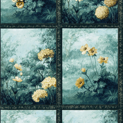 Artus - Denim Ochre Wp Dark Blue By Clarke And Clarke | Clarke & Clarke Marianne Wallcovering | Botanical & Floral Wallcovering Print