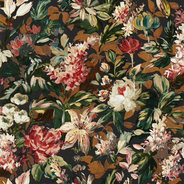 Lilum - Russet Noir Wp Pink By Clarke And Clarke | Clarke & Clarke Marianne Wallcovering | Botanical & Floral Wallcovering Print