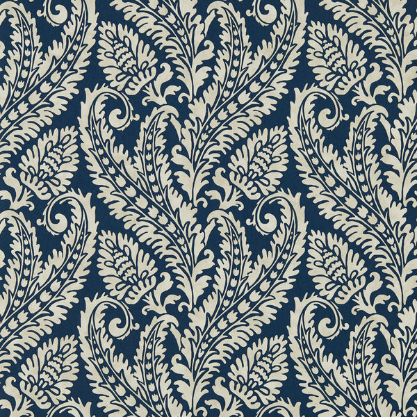 Regale - Denim Wp Dark Blue By Clarke And Clarke | Clarke & Clarke Marianne Wallcovering |Damask Metallic Wallcovering Print