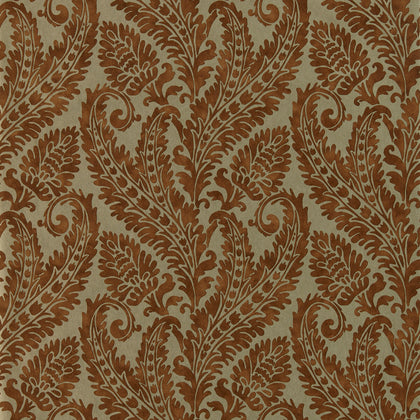 Regale - Russet Gilver Wp Rust By Clarke And Clarke | Clarke & Clarke Marianne Wallcovering |Damask Metallic Wallcovering Print